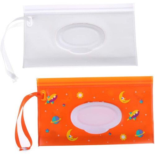 2er Pack Feuchttücherspender 24,014,0 cm, Weiß/Orange 1