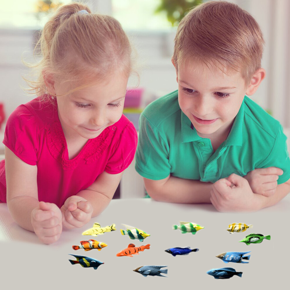 12 pcs Mini Tropical Ocean Fish Pet Figures Toy PVC Pool Fish Toy Early Education Mini Marine Fish Toy