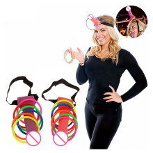 2er-Set bunte Kunststoff-Hennen-Ringwurfspiele - 9 cm