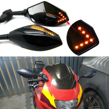 Renn-LED-Spiegel mit Blinker, 1 Set, 4 Zoll, Glanzschwarz, CBR