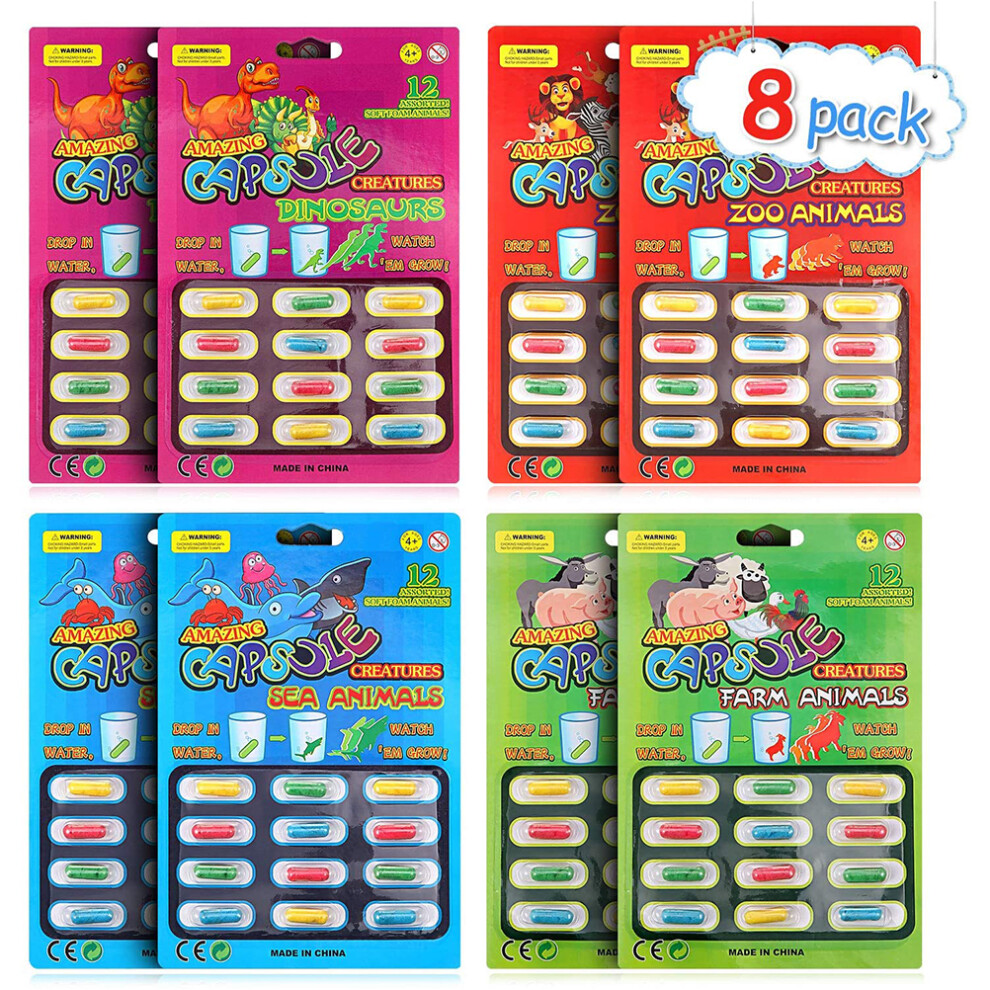 8 Packs Amazing Grow Capsules Growing in Water Animals Toys Dinosaur Sea Capsules Party Supply