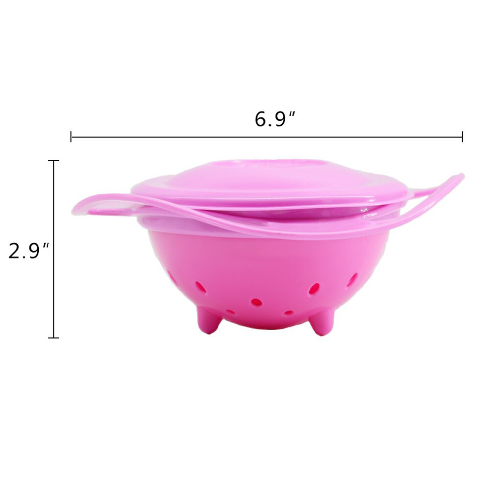 Cute Baby Rotating Bowl 360 Rotatable Spill Proof Bowl Gyroscopic Bowl with Lid