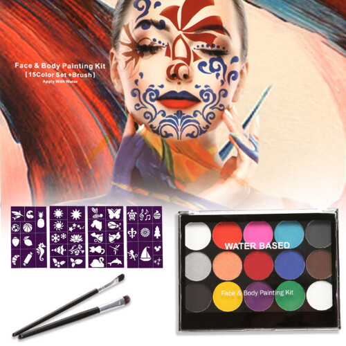 15-Farb-Bodypaint-Set mit Pinsel, 14,5  10,5 cm 1