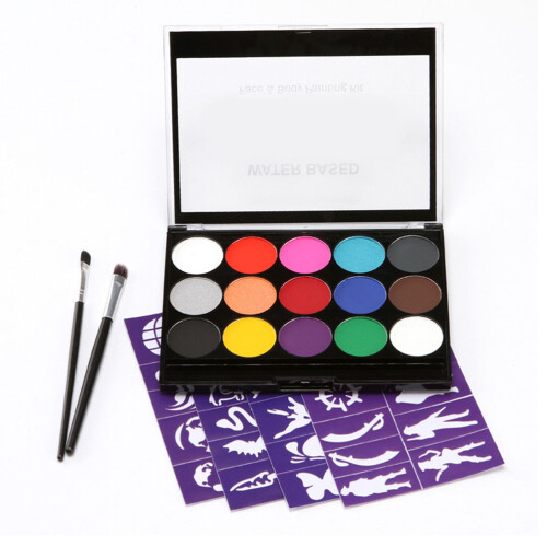 15-Farb-Bodypaint-Set mit Pinsel, 14,5  10,5 cm