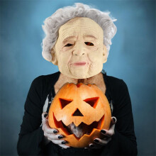 Máscara de látex de terror de anciano con cabello blanco para fiestas de mascaradas y eventos de disfraces