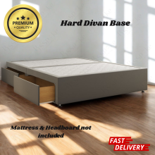 (Grey Plush, 3ft Single (with 2 Drawers)) Divan Bed Base Hard Reinforcement Bed Velvet Upholstred Plateform Bed with Storage Drawers