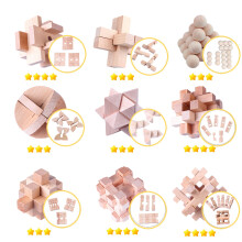Rompecabezas mental de madera, rompecabezas de IQ, 9 piezas, juego de desenredar para niños y adultos