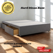 (Steel Plush, 4ft6" Double (without Drawers)) Divan Bed Base Hard Reinforcement Bed Velvet Upholstred Plateform Bed with Storage Drawers