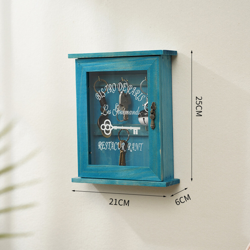 Key Organizer Wooden Key Cabinet Wall Box Beautiful Durable Retro Acrylic Door Key Storage Box 7691320963163