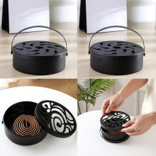 Eisenhalter für Moskitospirale, runde Box, 14 x 14 x 4,8 cm