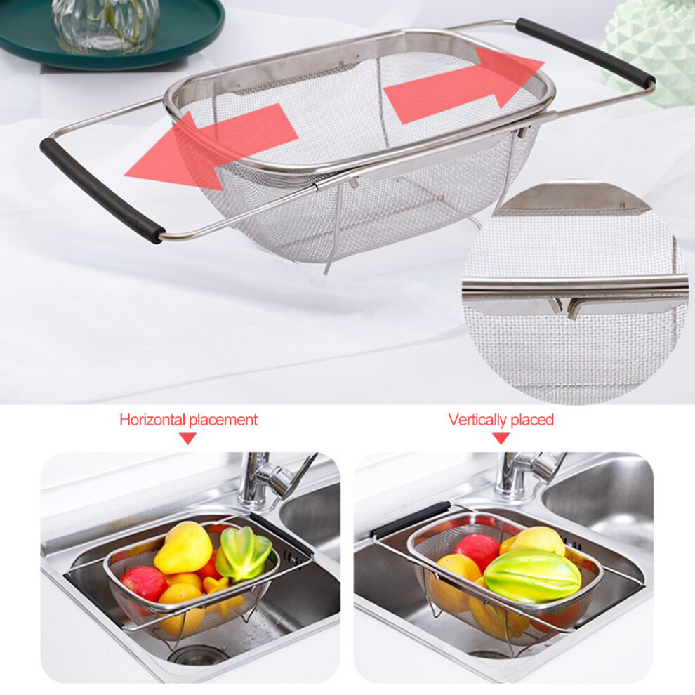 Stainless Steel Strainer Mesh Retractable Micro Perforated Colander for Fruits Vegetables-image-OPC-PHV8GWY-NEW