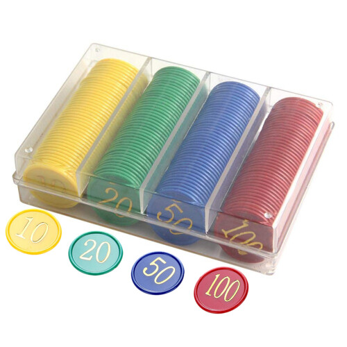 160 Stück Plastik-Pokerchips 38mm 4-Farben-Set 1