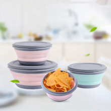 Conjunto de 3 cuencos plegables de silicona para acampar Pequeño/Mediano