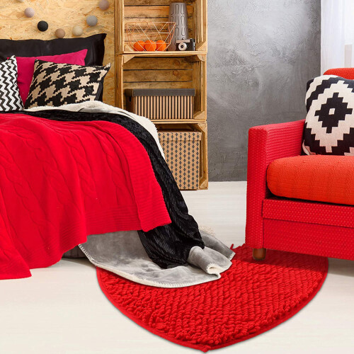 Herzförmiger Teppich - Rot - 50 x 60 cm - Polyester PVC