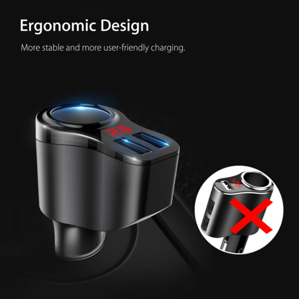 Car Charger Dual Usb Port Splitter 12V-24V Socket Power Cigarette Lighter Outlet 4951320968739
