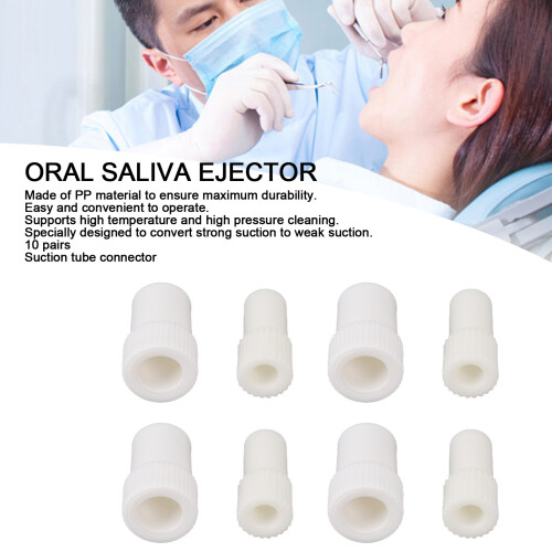 Convertidor de expulsor de saliva 10 pares de PP blanco 2