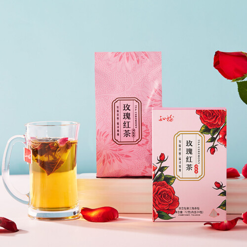 Té negro de rosa bolsa triangular roja 72g/2.54oz 2