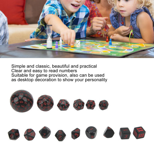 Conjunto de 15 dados D3-D100, acrílico, negro/rojo 2
