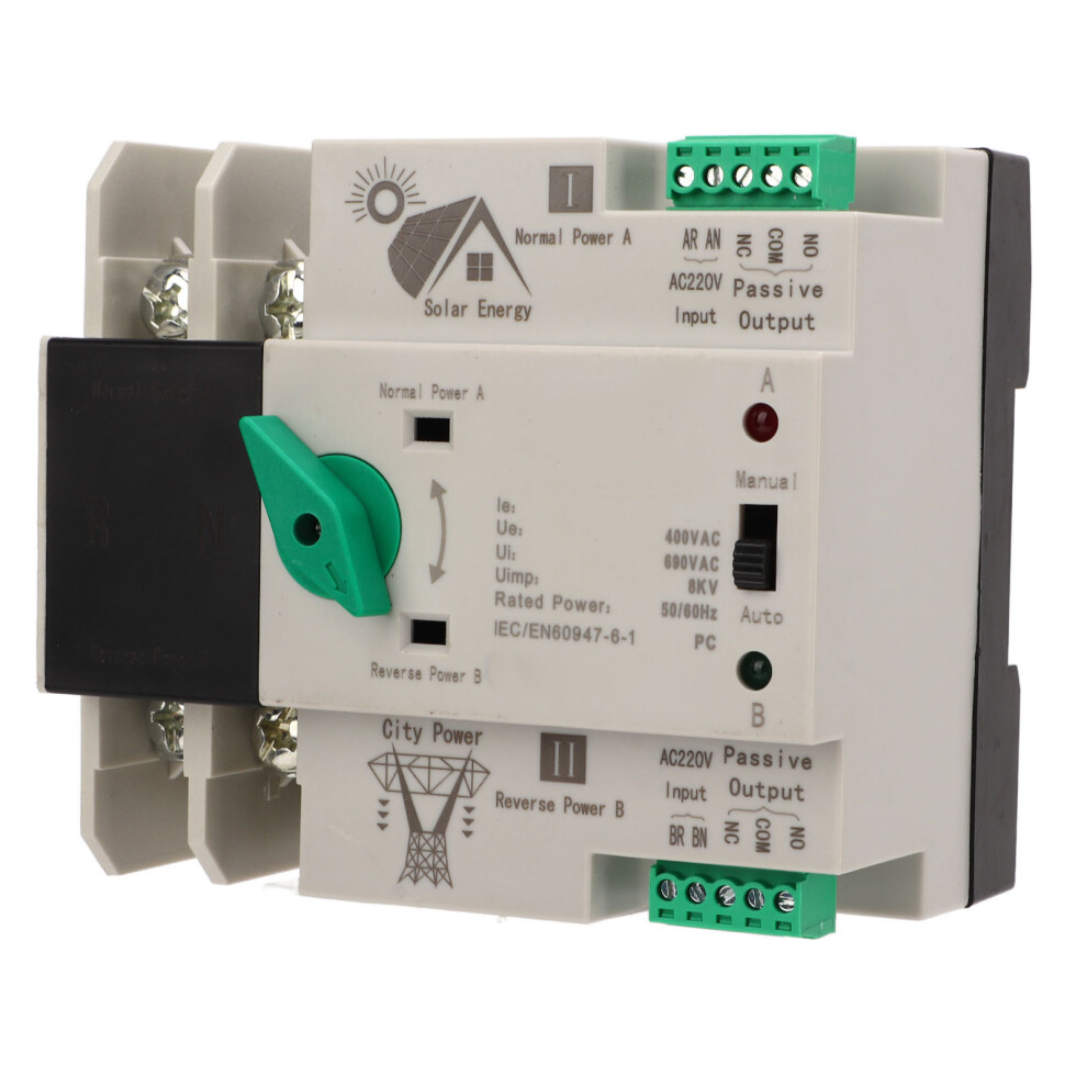 Dual Power Automatic Transfer Switch 2P Millisecond Circuit Fast Controller Pv Type Ac220v 80A 8461320981493