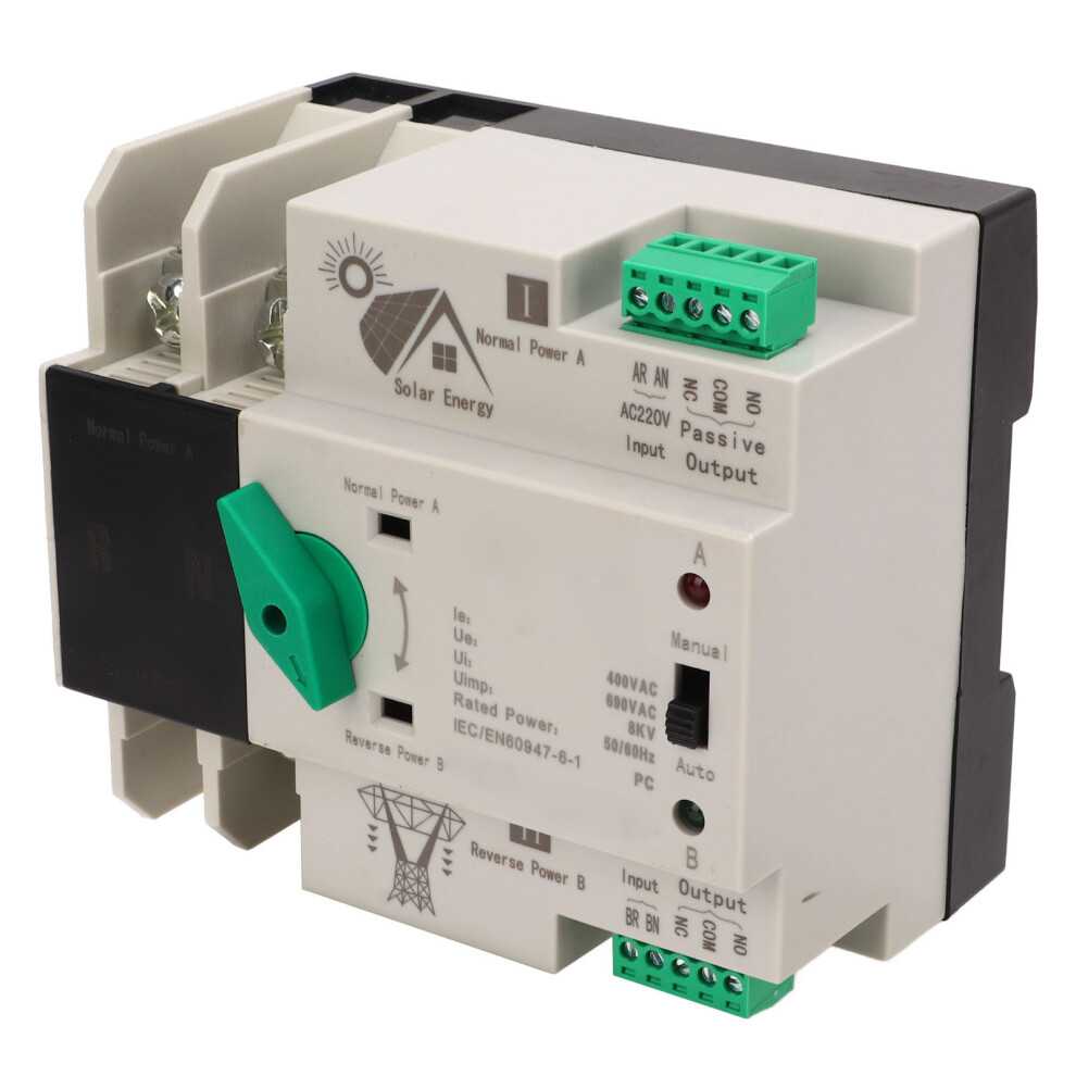 Dual Power Automatic Transfer Switch 2P Millisecond Circuit Fast Controller Pv Type Ac220v 100A 9381320981516