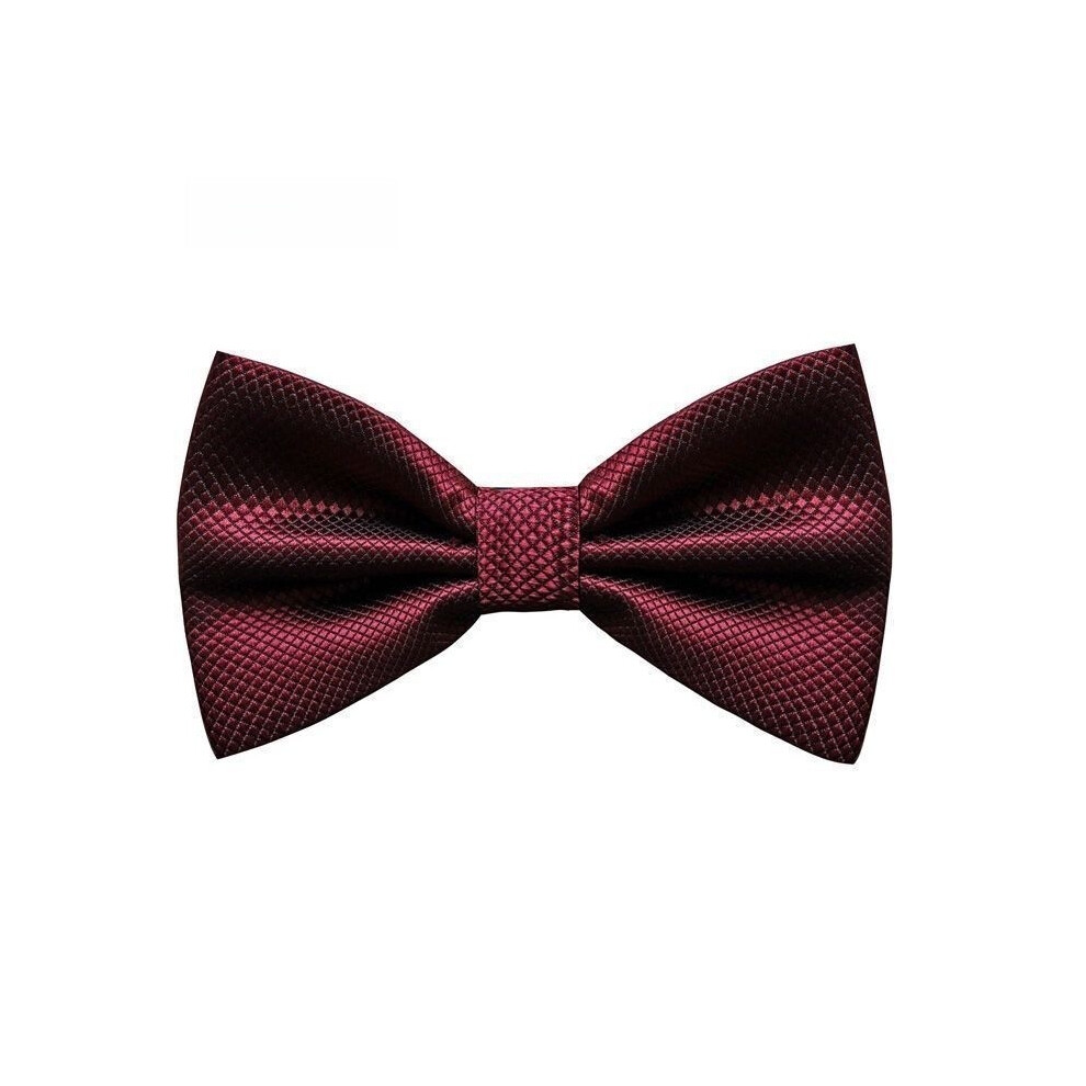 (Maroon)Noeud papillon homme couleur unie motif à carreaux cravate mariage marié décoration chemise