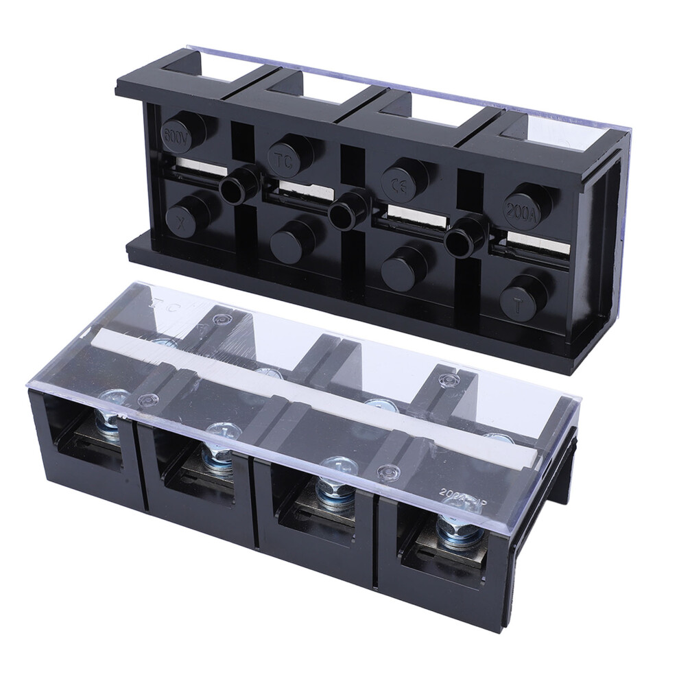 Terminal Block Screw Type Dual Row 4 Position Strip 200A Barrier For Electrical Connection 7671320992547