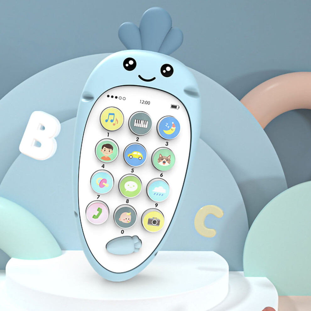 Baby Phone Toy Silicone Baby Pretend Phone Toy Turnip Shaped Play Phone Interactive Toys Blue