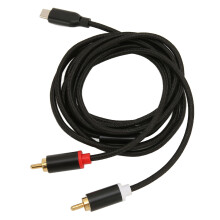 Cable Tipo-C a 2RCA macho, con recubrimiento dorado, negro, 2 m