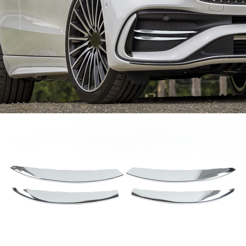 4 Pcs Front Fog Grille Trim Eyelid Eyebrow Wind Knife Strip Replacement For MercedesâBenz CâClass W206 S206 Light/Silver 8411321000099