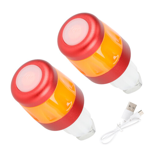 2 luces LED para manillar 80mAh 68x30x30mm Negro/Blanco 2