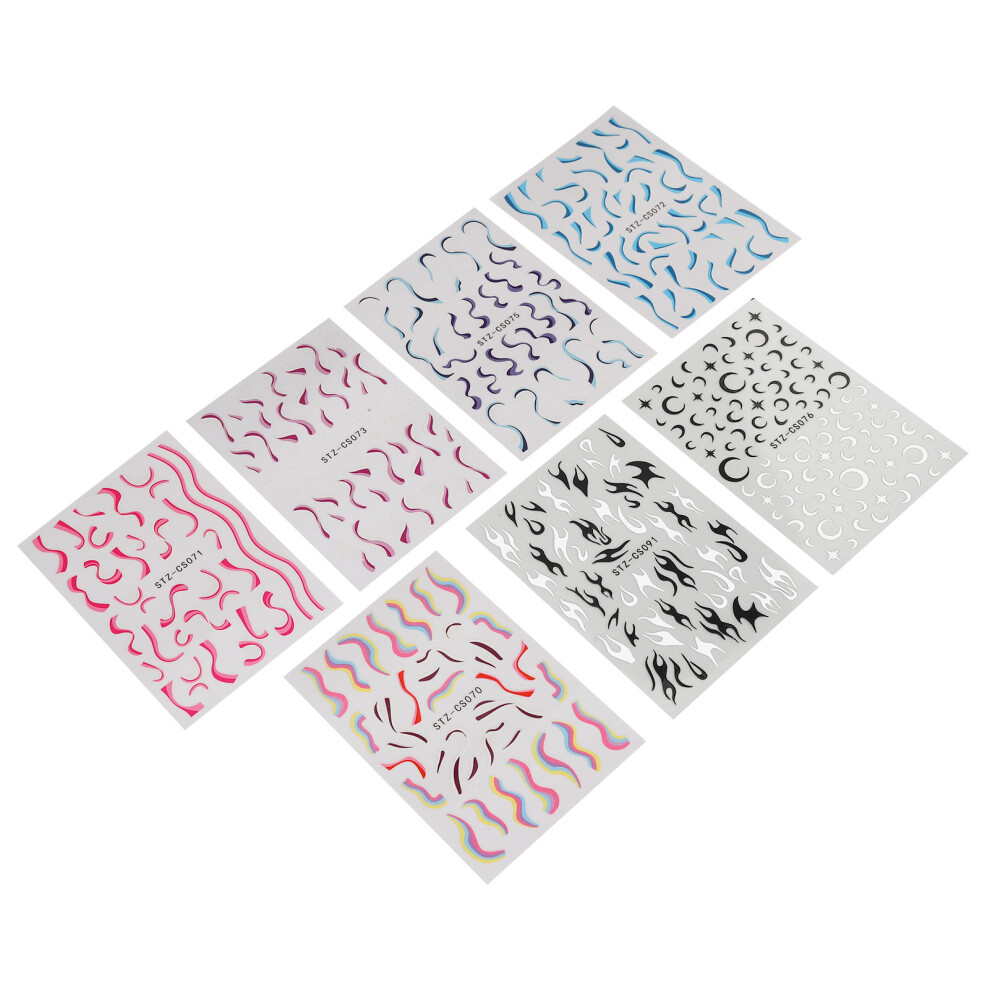 7 Sheets of Fire Flame Nail Stickers Self Adhesive for Nail Art Decoration Design