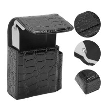 Caja portátil para cigarrillos de cuero PU, 20 cigarrillos, negra