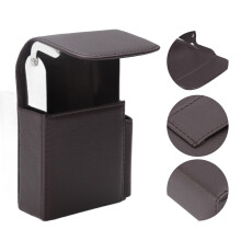 Caja para cigarrillos de cuero PU con soporte para encendedor, café
