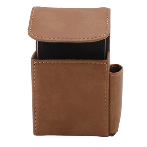 PU Cigarette Case with Lighter Holder 20 Packs Cigarette Box Wallet Design for Men Smoke Tools Brown 1