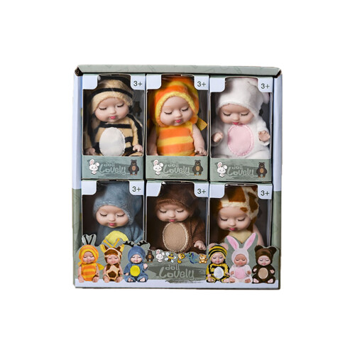 6 piezas de muñecas reborn mini dormidas de plástico 11*5cm 2