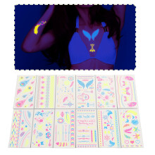 Glänze im Stil: 12 fluoreszierende temporäre Tattoo-Blätter für jede Veranstaltung