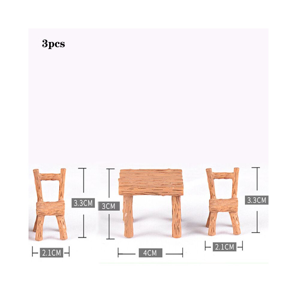 (Table And Chair(3pcs))Mini banc chaise table bricolage ornement figurines miniatures jardin micro paysage