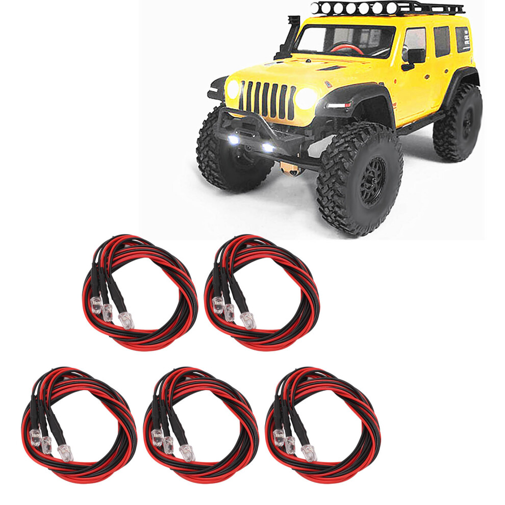 5 Sets 4 LED RC Car Light High Brightness Diameter 5mm White Red Light RC LED Lights Kits for Modified Headlights