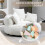 (Beige) High-Back Bean Bag Lounger Sofa with 3 Pillows 8