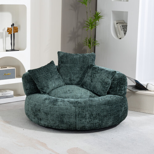 (Emerald) High-Back Bean Bag Lounger Sofa with 3 Pillows