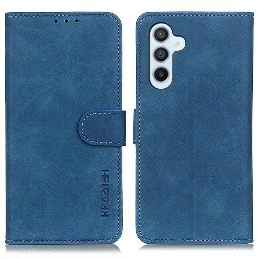 (as the picture, Blue) For Samsung Galaxy A56 5g Case Pu Leather Retro Texture Phone Cover