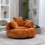 (Orange) High-Back Bean Bag Lounger Sofa with 3 Pillows 4