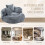 (Grey) High-Back Bean Bag Lounger Sofa with 3 Pillows 5