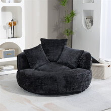 (Black) High-Back Bean Bag Lounger Sofa with 3 Pillows