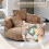 (Coffee) High-Back Bean Bag Lounger Sofa with 3 Pillows 5