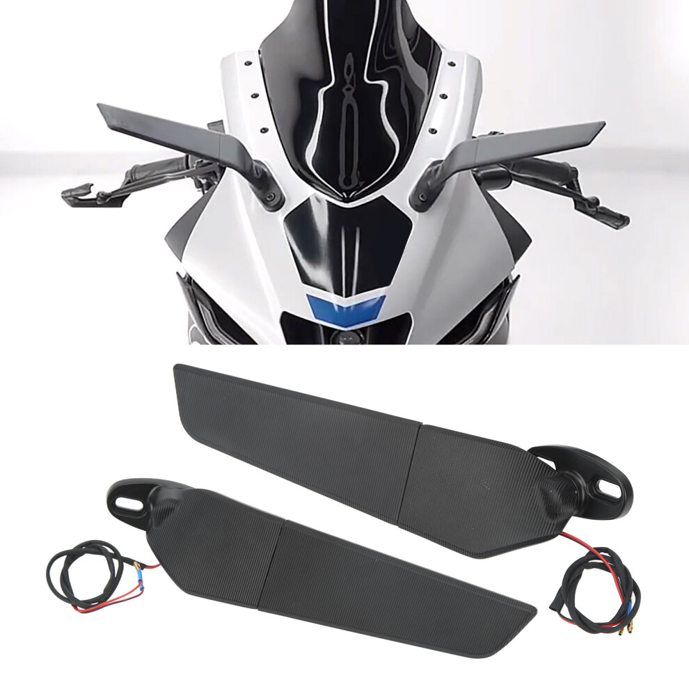 Pair Motorcycle Rearview Mirror Swivel Side Wing Mirror With Led 360 Degree Rotatable For Motorbike Light 3581321016897