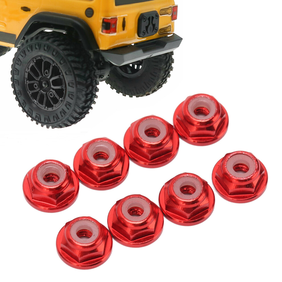 8Pcs 1/24 M2 Anti Loose Nut Aluminium Alloy Flanged Nylon Lining Anti Loose M2 Hex Self Locking Nuts For Axial For Scx24 Red 9351321017538