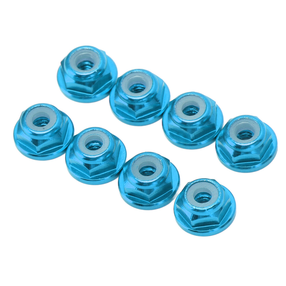 8Pcs 1/24 M2 Anti Loose Nut Aluminium Alloy Flanged Nylon Lining Anti Loose M2 Hex Self Locking Nuts For Axial For Scx24 Blue 6921321017550