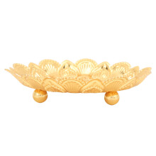 Bandeja para aperitivos recubierta de oro por electrodeposición para pasteles, dulces y frutas; patrón retro; 28 cm