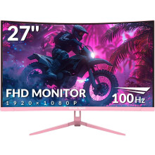 Great Voell 27-Inch Curved Gaming Monitor Q270P1B (Pink)